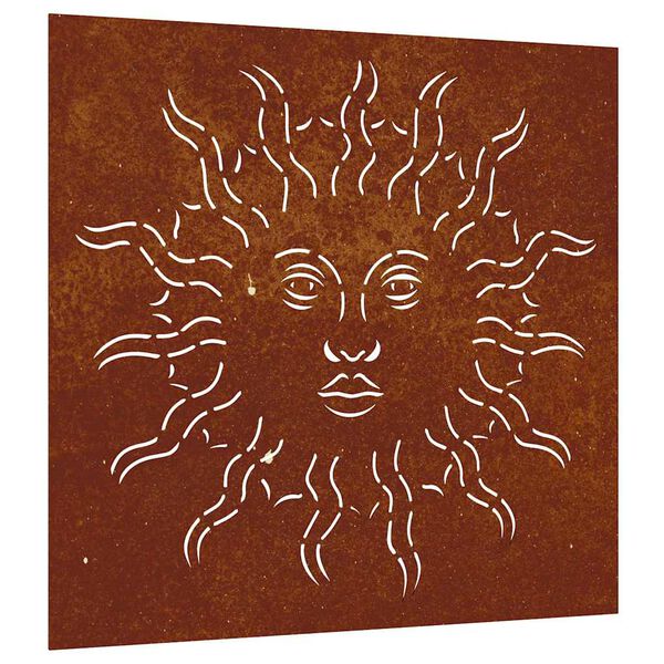 vidaXL Vrtna stenska dekoracija 55x55 cm corten jeklo sonce