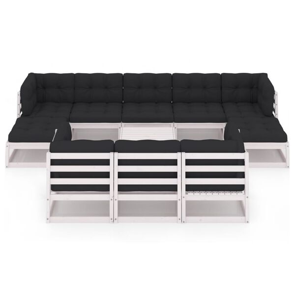 vidaXL Vrtna sedežna garnitura 11-delna z blazinami trdna borovina