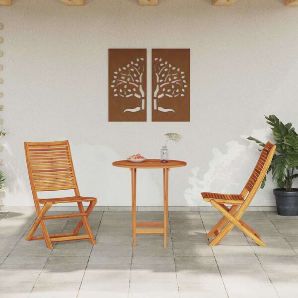 vidaXL Zložljiv bistro set 3 pcs Rjava Masiven les akacije