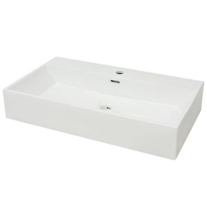 vidaXL Umivalnik z odprtino za armaturo bela keramika 76x42,5x14,5 cm