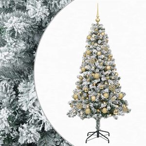 vidaXL Umjetno božično drevo z okrasnimi kroglami 120 cm 150 LED