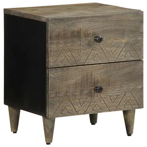 vidaXL Nočna omarica svetlo siva 40x33x46 cm masivni les Mango