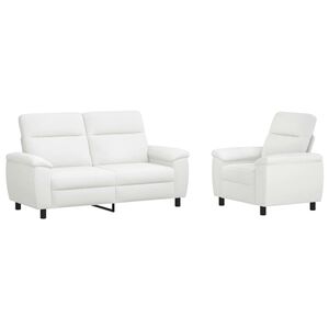 vidaXL Kavčna garnitura 2 pcs Bela Blago