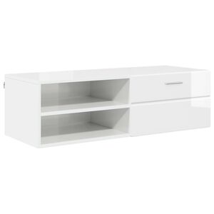 vidaXL Lesena omara s predalom Visok sijaj bela 100,5 x 39 x 30 cm