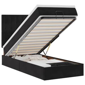 vidaXL Otomanski posteljni okvir z vzmetnicami črn 100x200cm žamet