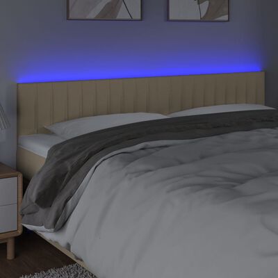 vidaXL LED posteljno vzglavje krem 160x5x78/88 cm blago