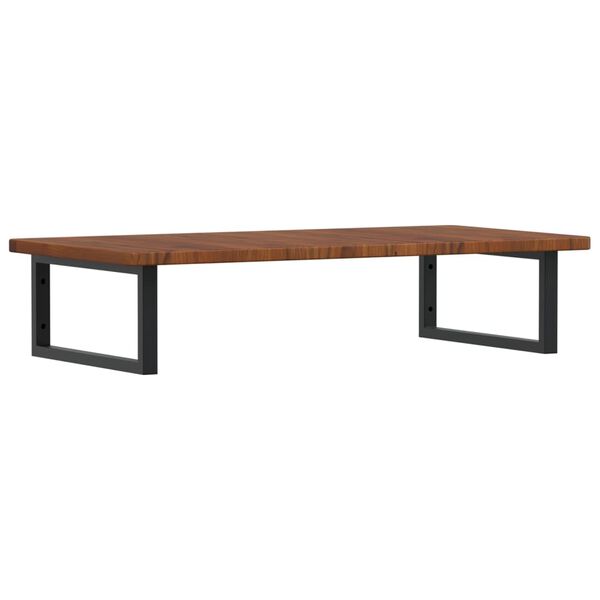 vidaXL Stenska polica za umivalnik jeklo in trdna hrastovina