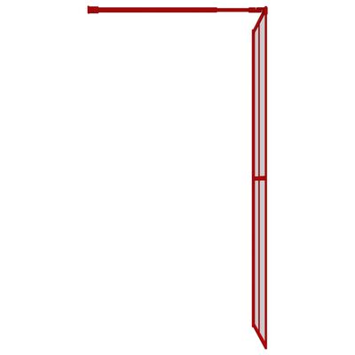 vidaXL Stena za tuš s prozornim ESG steklom rdeča 80x195 cm