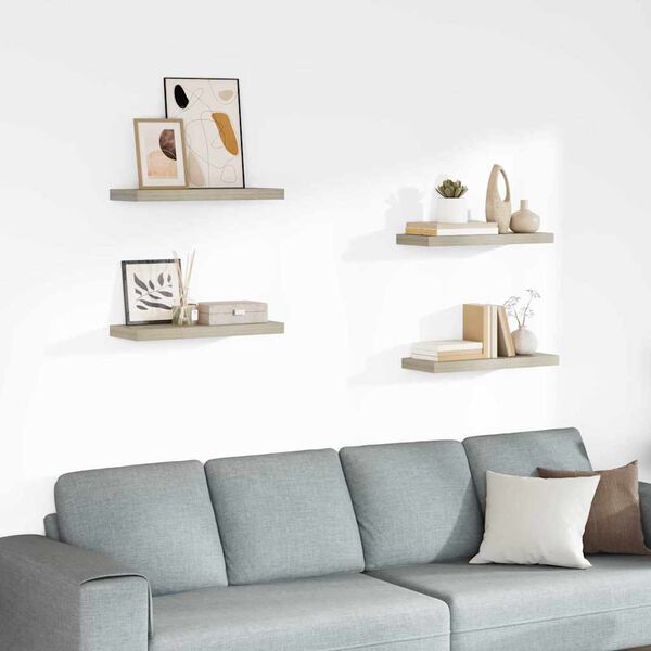 vidaXL Stenske police 4 kosi barva hrasta 60x23,5x3,8 cm MDF