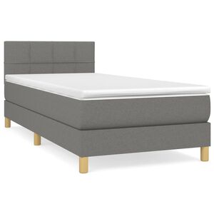 vidaXL Box spring postelja z vzmetnico temno siva 90x200 cm blago