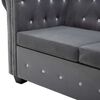 vidaXL Kavč trosed Chesterfield z žametno oblogo 199x75x72 cm siv