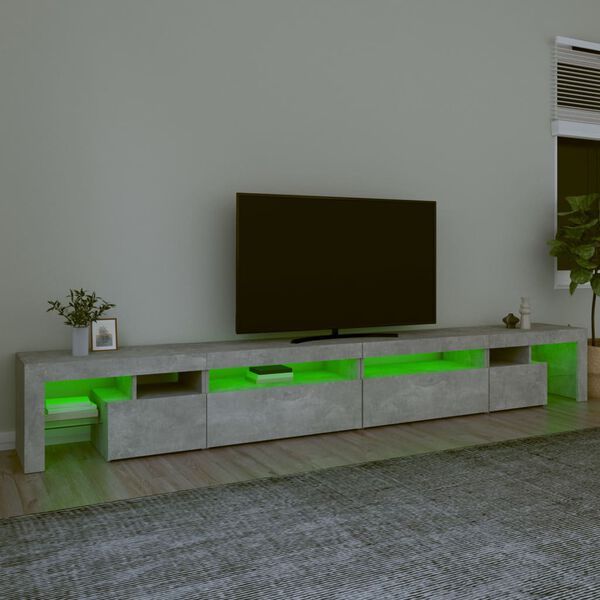 vidaXL TV omarica z LED lučkami betonsko siva 290x36,5x40 cm