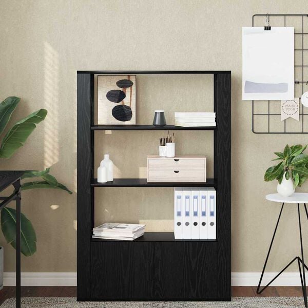 vidaXL Strani &scaron;al Črni hrast 30 x 80 x 119.5 cm Konstruiran les