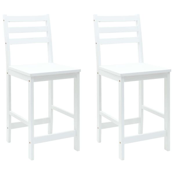 vidaXL Jedilni stoli 2 pcs Bela 40 x 47,5 x 99,5 cm Masivno gumovo les