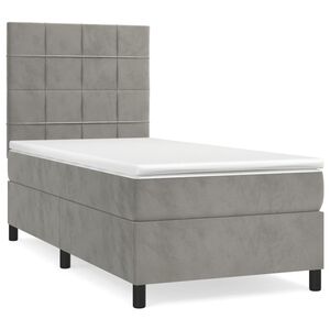vidaXL Box spring postelja z vzmetnico svetlo siva 80x200 cm žamet