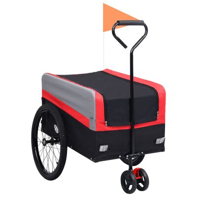 vidaXL XXL kolesarska prikolica in voziček 2 v 1 rdeča, siva, črna