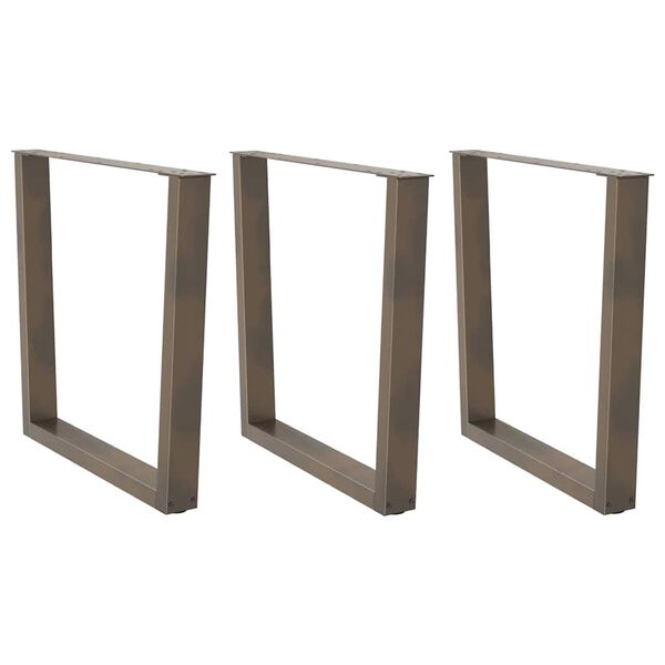 vidaXL Noge za jedilno mizo v obliki črke V, 3 kosi, naravno jeklo, 90 x (72-73,3) cm, jeklo