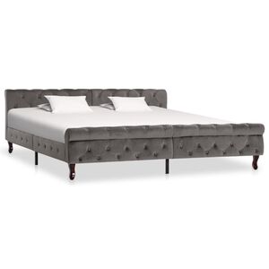 vidaXL Posteljni okvir siv žamet 200x200 cm