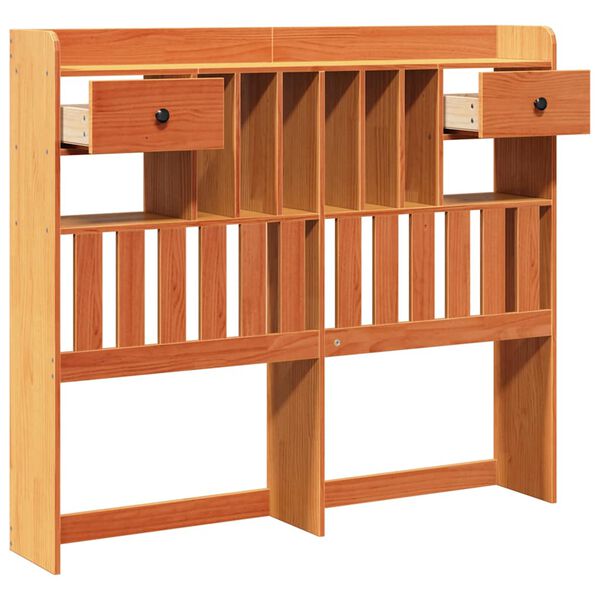 vidaXL Vzglavje s predelki vo&scaron;čeno rjavo 120 cm trdna borovina