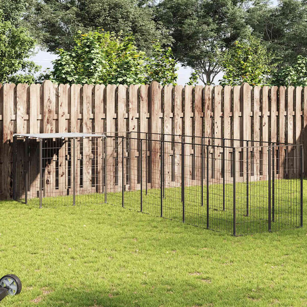 vidaXL Pasji boks črn 6,05 m² jeklo