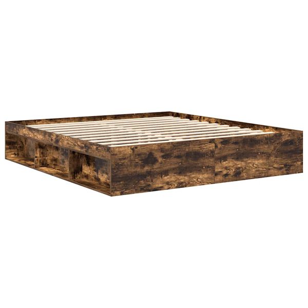 vidaXL Posteljni okvir dimljeni hrast 180x200 cm