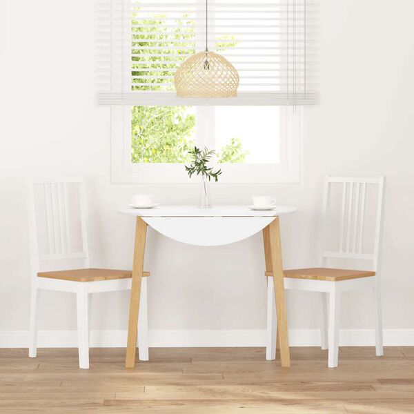 vidaXL Jedilni stoli 2 kosa bele masivne lesene gume