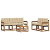 vidaXL Zunanja garnitura za sedenje z blazino 6 pcs Naravna in bež