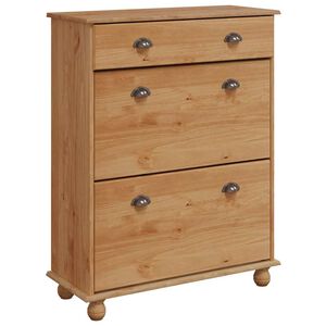 vidaXL Omara za čevlje ASKIM Rjava 85 x 35 x 108 cm Masivno borovo les