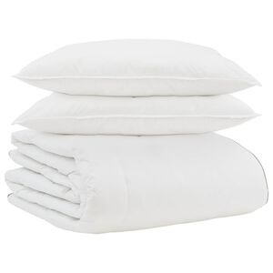vidaXL Zimska posteljnina z blazino 3 pcs Bela Perje