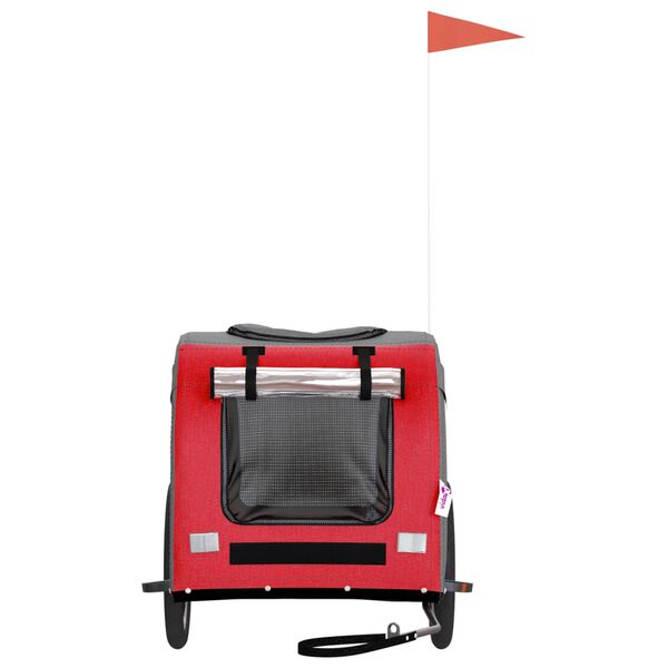 vidaXL Kolesarska prikolica za hišne ljubljenčke rdeča in siva