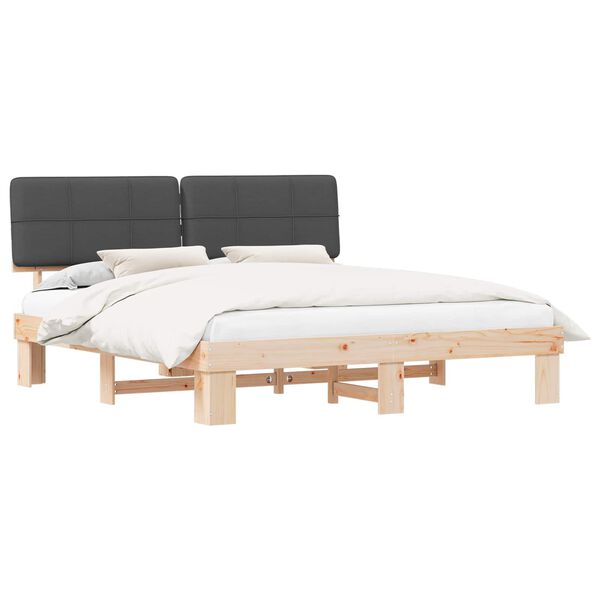 vidaXL Posteljni okvir z oblazinjenim vzglavjem z vzglavjem Temno siva