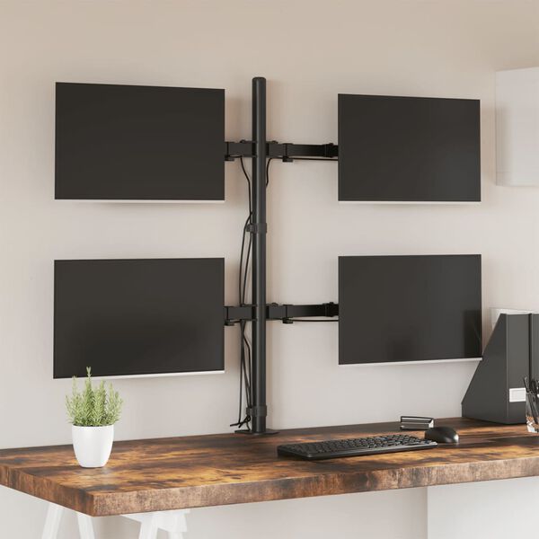 vidaXL Nosilec za monitor črno jeklo VESA 75/100 mm