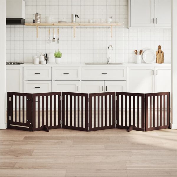 vidaXL Ograda za pse z vrati zložljiva 6panelov rjava 300cm topolovina