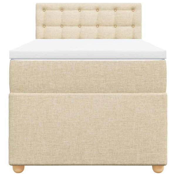 vidaXL Box spring postelja z vzmetnico krem 80x200 cm blago