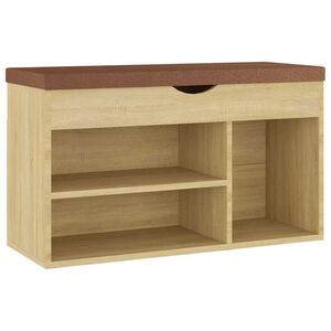 vidaXL Klop za čevlje z blazino sonoma hrast 80x30x47 cm inžen. les