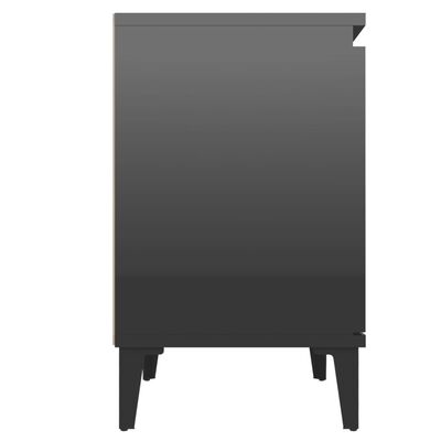 vidaXL Nočne omarice s kovinskimi nogami visok sijaj črne 40x30x50 cm