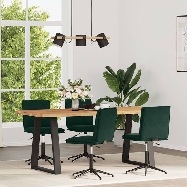 vidaXL Jedilni stoli 4 kosi temno zelen žamet