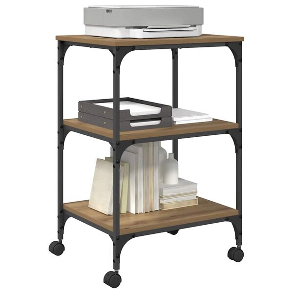 vidaXL Stojalo za tiskalnik Umetni hrast 50 x 41 x 75 cm