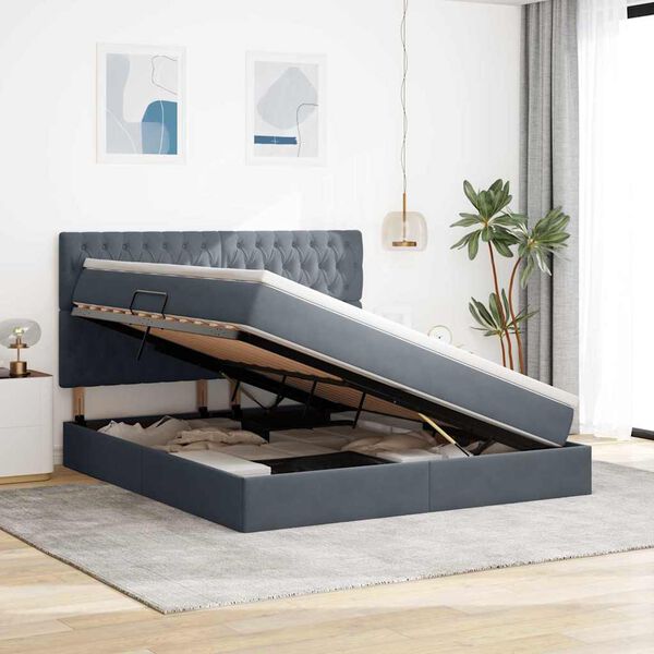 vidaXL Postelja z dodatnim prostorom za shranjevanje in LED osvetlitvijo