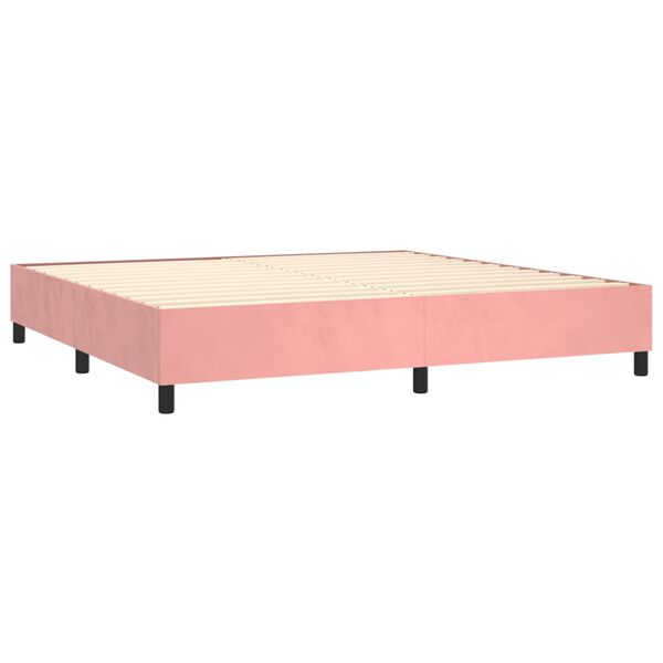 vidaXL Box spring postelja z vzmetnico roza 200x200 cm žamet