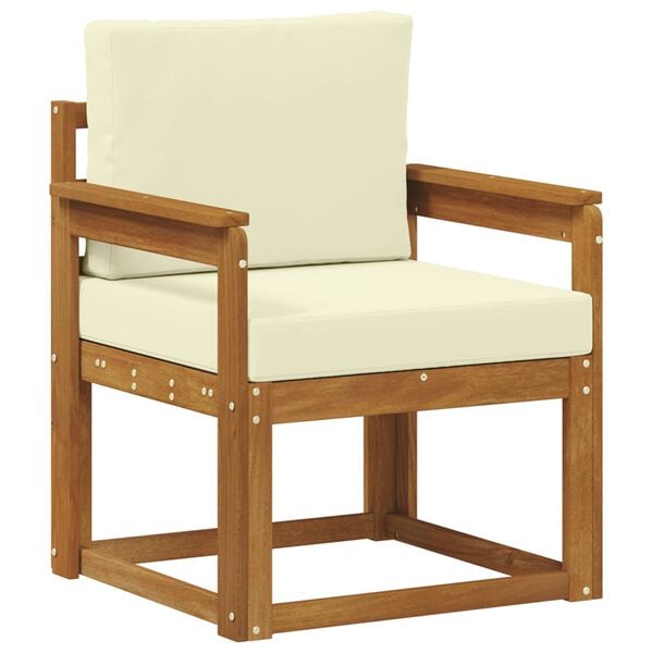 vidaXL Zunanji kavč Masivno akacijevo les in poliester Naravna