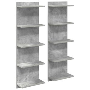 vidaXL Stenska polica 2 kos Betonsko siva 30 x 15 x 100 cm