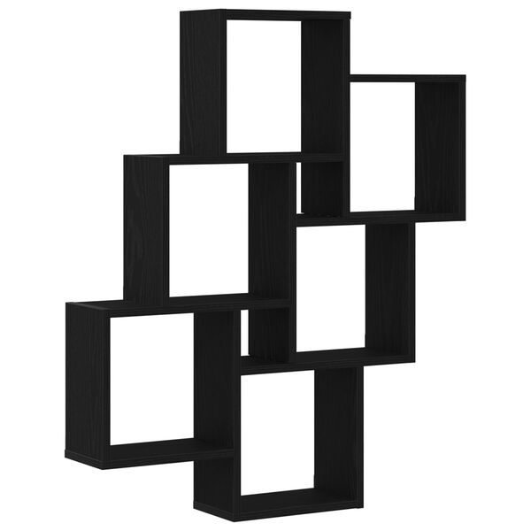 vidaXL Stenska polica Črna Orehovina 78 x 15 x 92 cm Konstruiran les