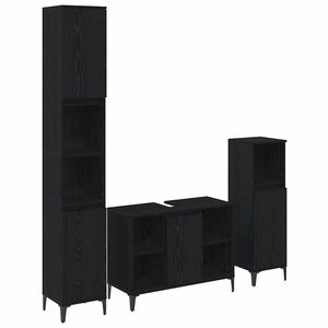 vidaXL Komplet pohi&scaron;tva za kopalnico 3 pcs Črni hrast Konstruiran les