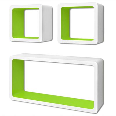 vidaXL Stenske police v obliki kocke 6 kosov bele in zelene