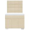 vidaXL Box spring postelja z vzmetnico krem 90x200 cm blago