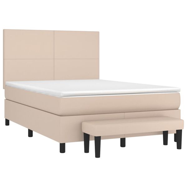 vidaXL Box spring postelja z vzmetnico kapučino 140x190cm umetno usnje
