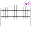 vidaXL Vrtna ograja 5 pcs Siva 170 x 140 cm Prašno lakirano jeklo