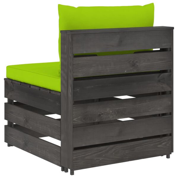 vidaXL Sekcijski sredinski kavč z blazinami siv impregniran les