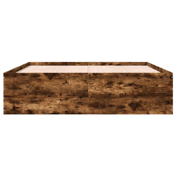 vidaXL Posteljni okvir dimljeni hrast 180x200 cm inženirski les